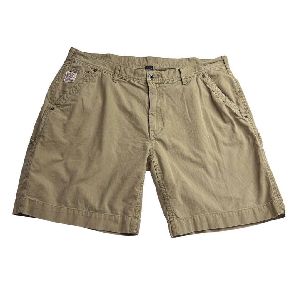 Vintage Polo Tough Ralph Lauren Utility Shorts Men 40 Khaki Herringbone Work C04